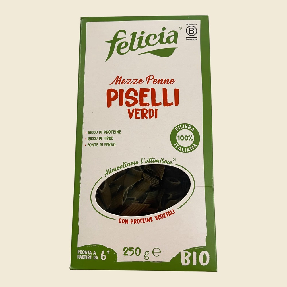 Mezze Penne Piselli Verdi Bio
