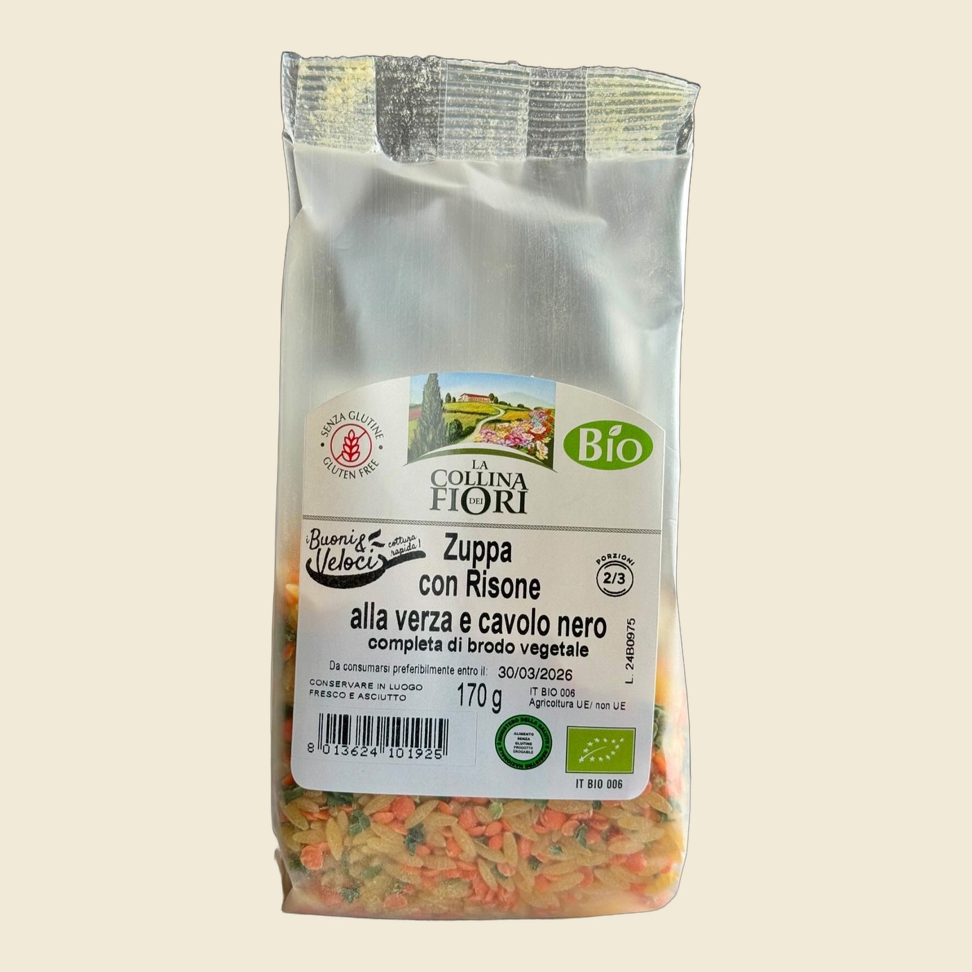 Zuppa con Risone alla Verza e Cavolo Nero Bio